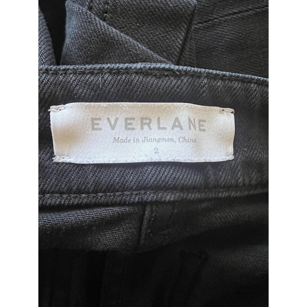 Everlane Black Wide Leg Crop Pants Women's Sz 8 High Rise Stretch Utility Casual - Picture 4 of 9